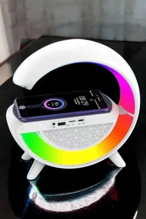 Bluetooth Hoparlör Dijital Göstergeli Wireless Şarj RGB Işıklı - Görsel 3
