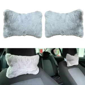 Yumuşak Peluşlu Ortopedik Araba Seyahat Boyun Yastığı 2'li Gri