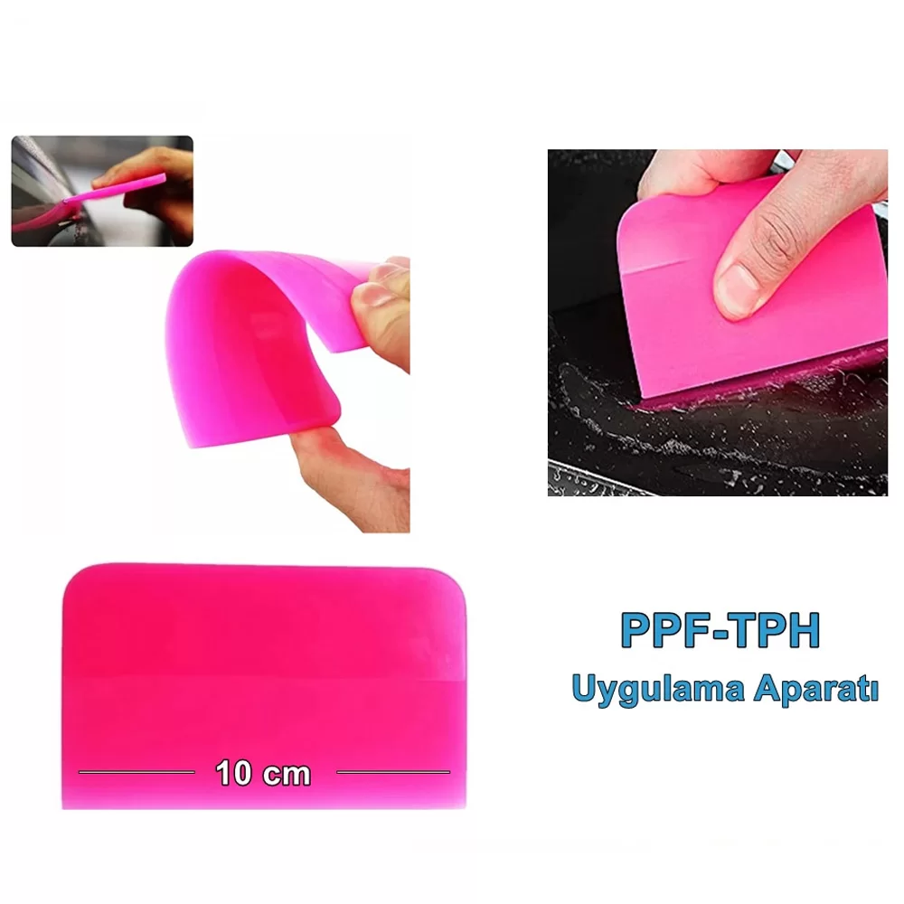 PPF/TPH Silikon Çekçek Ragle Cam Filmi Çekme Uygulama Aparatı Pembe 10x7.5cm