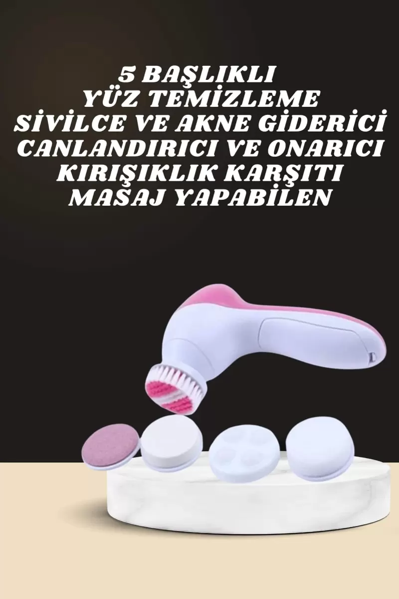 İkili Cilt Bakım Seti 5 Başlıklı Yüz Temizleme ve Masaj Aleti Canlandırıcı ve Onarıcı - Görsel 2