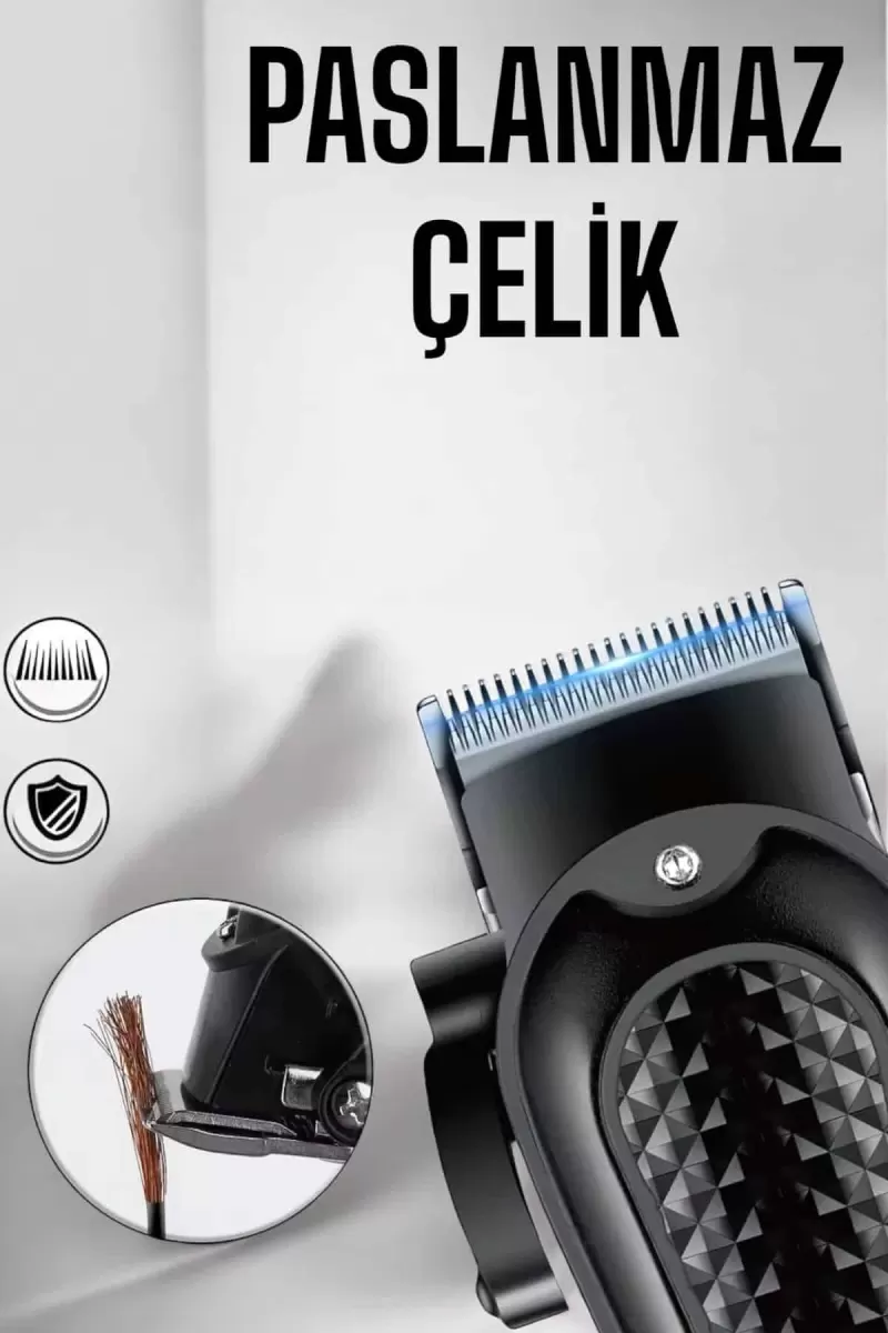 Suya Dayanıklı Tıraş Makinesi Keskin Bıçaklı Dijital Göstergeli Şarjlı - Görsel 4