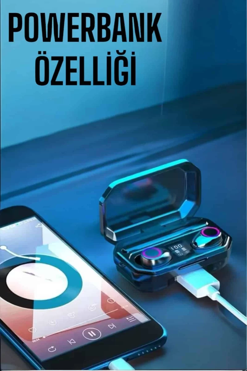 Dijital Göstergeli Bluetooth Bağlantılı Kulaklık Dokunmatik Kontrol - Görsel 3