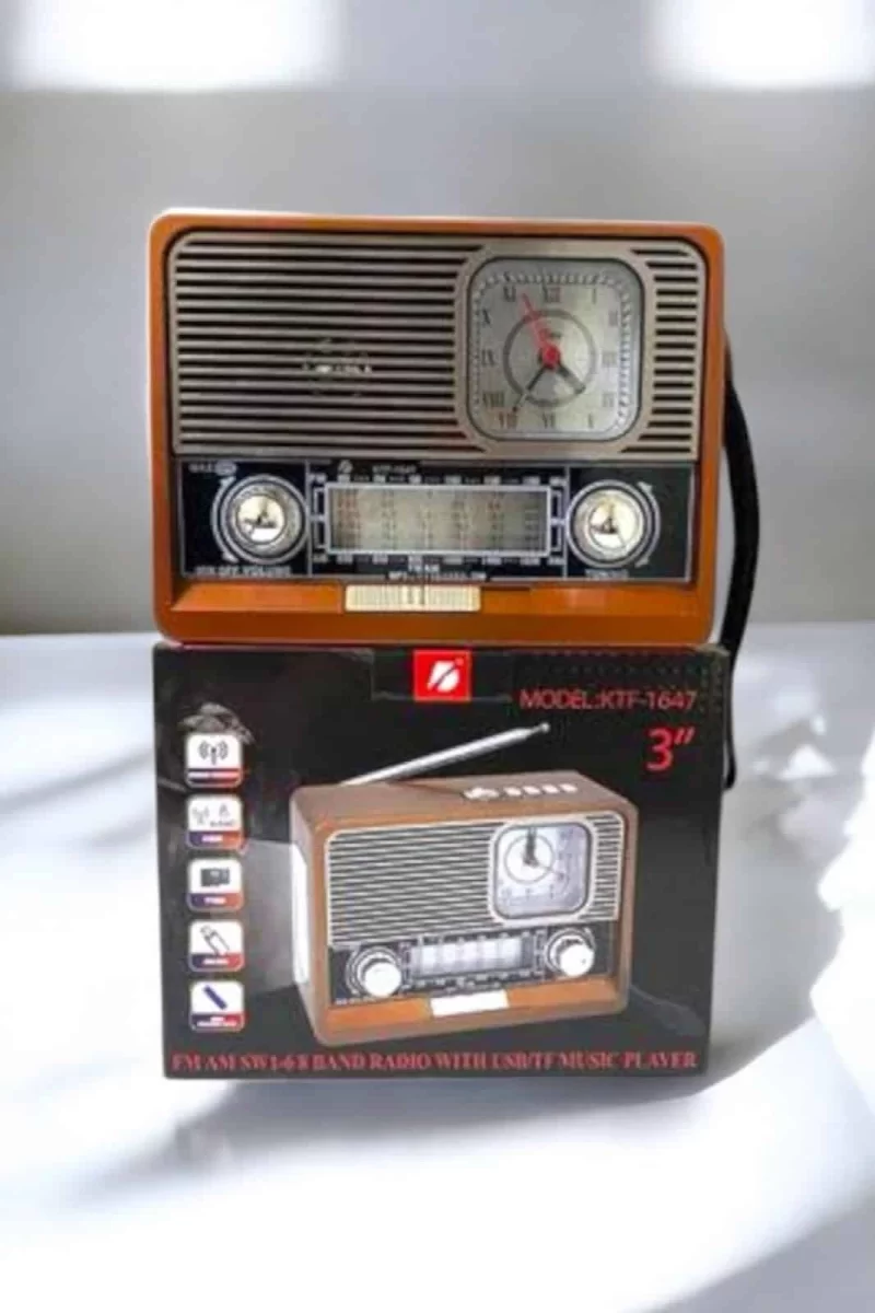 Ahşap Görünümlü Retro Bluetooth Radyo USB,AUX Ve SD Kart Girişli - Görsel 2