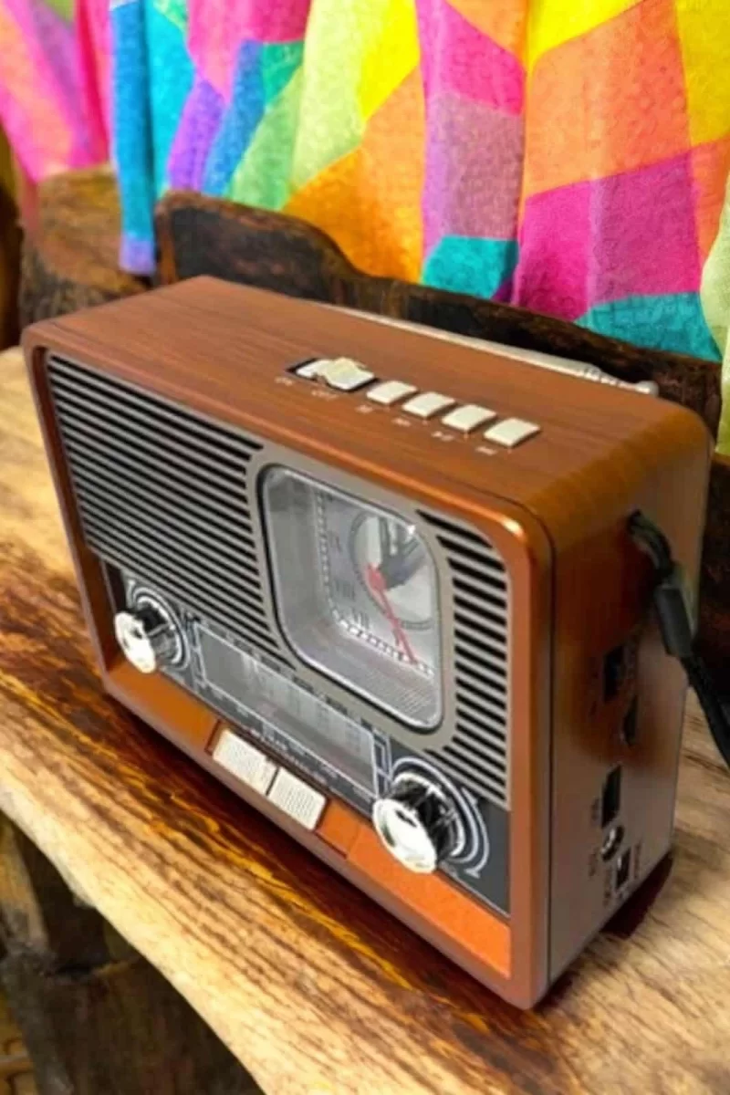 Ahşap Görünümlü Retro Bluetooth Radyo USB,AUX Ve SD Kart Girişli - Görsel 3
