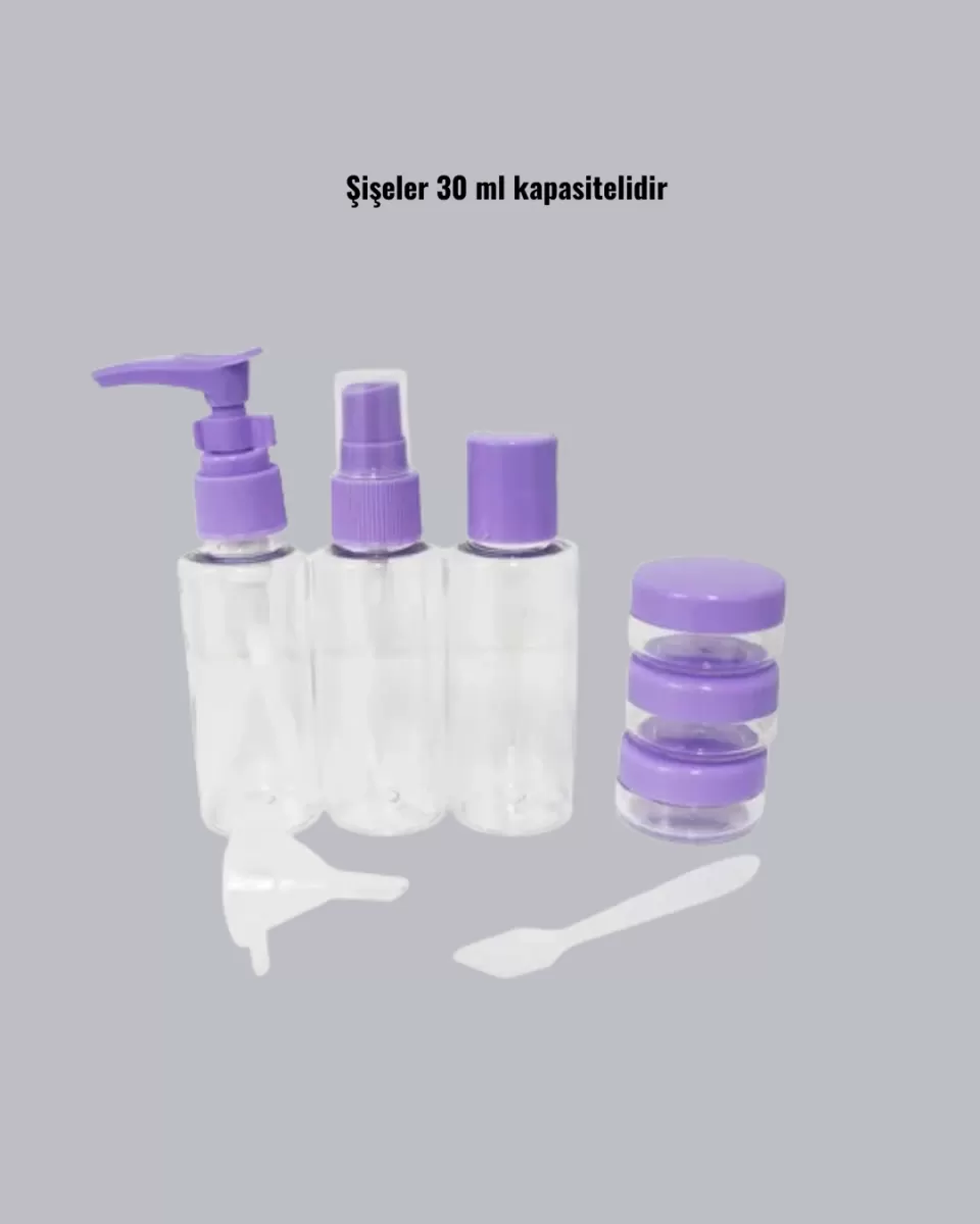 Taşınabilir 5’li Seyahat Banyo Seti Şampuanlık Sprey Krem Kutusu - Görsel 5