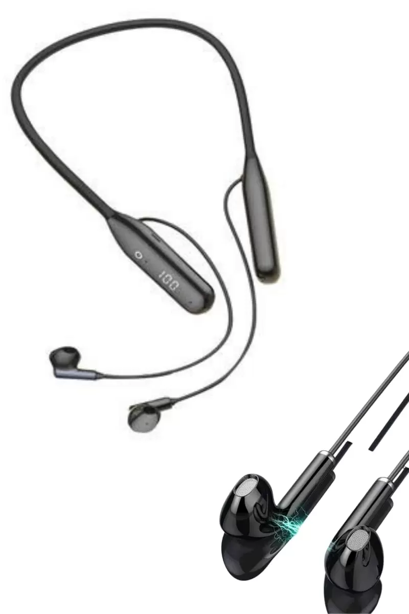Boyun Bantlı Kablolu Yüksek Ses Kaliteli Bluetooth Kulaklık Uzun Pil Ömrü 100 saat sarj - Görsel 3