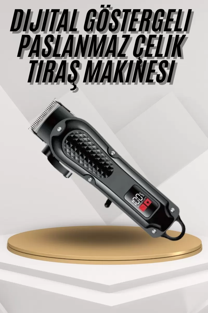 Dijital Profesyonel Kablosuz Saç Sakal Tıraş Makinası Sessiz Paslanmaz Çelik