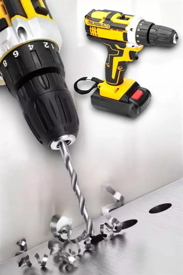Metal Dişli 24W Akülü Matkap -Çift Bataryalı ve LED Çalışma Işığı ile Tam Set - Görsel 5