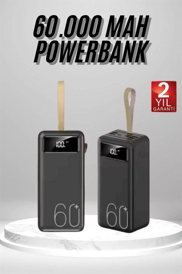 Powerbank 60.000 Mah Taşınabilir Şarj Hızlı El Fenerli Dijital Göstergeli - Görsel 2