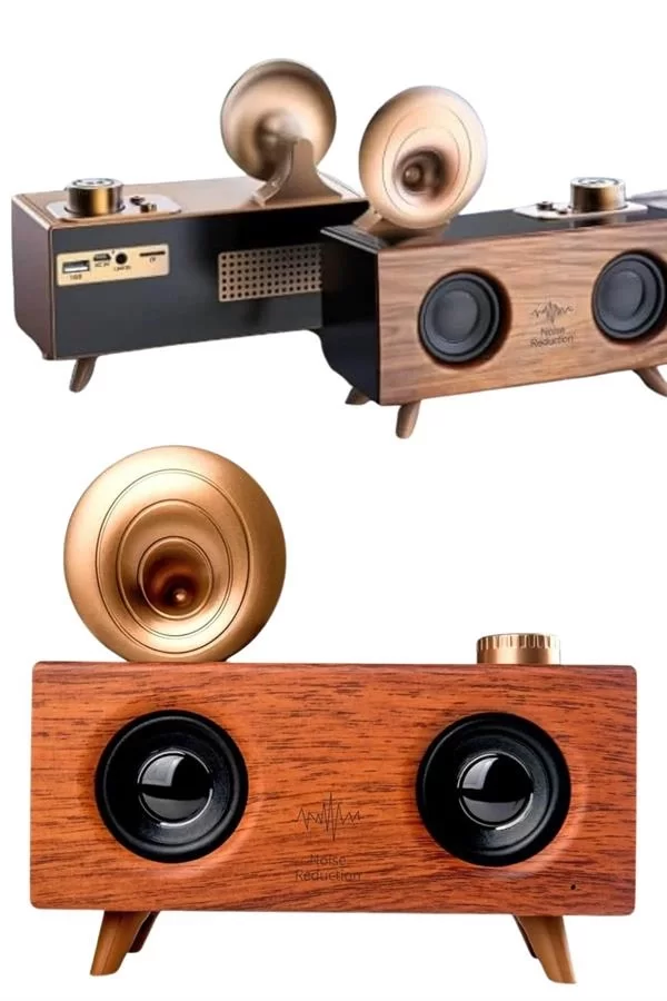 Gramafon Radyo Bluetooth Hoparlör Nostaljik Radyo FM Radyo - Görsel 4