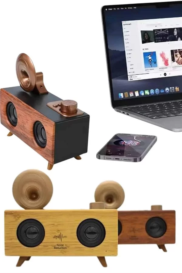 Gramafon Nostaljik Radyo Yüksek Ses Kalitesi USB TF Kart Aux - Görsel 4