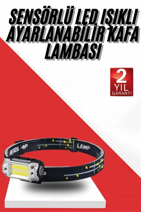 Sensörlü Kamp Lambası Ayarlanabilir Kafa Lambası Kafa Bantlı - Görsel 2