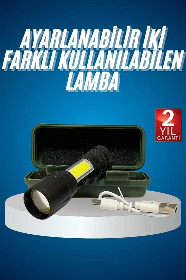 Led Lamba El Feneri Küçük Taşınabilir USB Şarjlı Acil Durum Lambası - Görsel 2