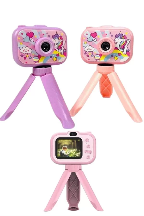 Çocuklara Özel Ayaklı Mini Fotoğraf Makinesi Dijital LCD Ekran - Görsel 4