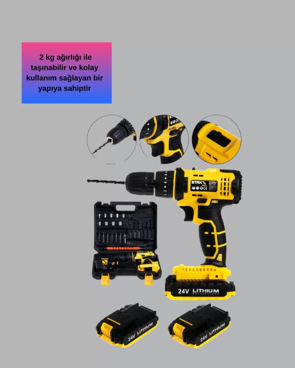 Hafif ve Ergonomik 12V Kablosuz Matkap | Hızlı Şarj ve Uzun Pil Ömrü - Görsel 2