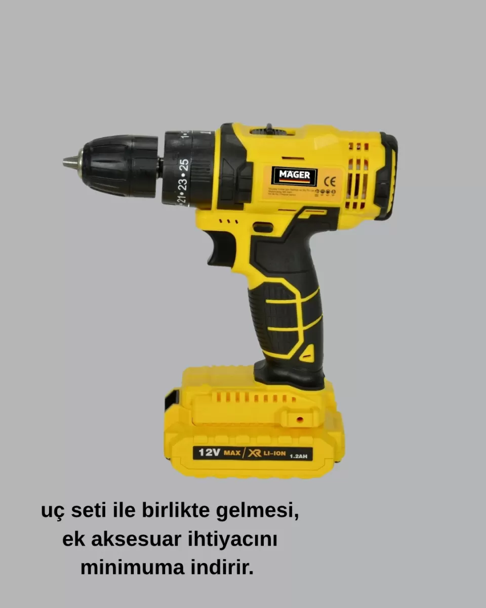 Hafif ve Ergonomik 12V Kablosuz Matkap | Hızlı Şarj ve Uzun Pil Ömrü - Görsel 5