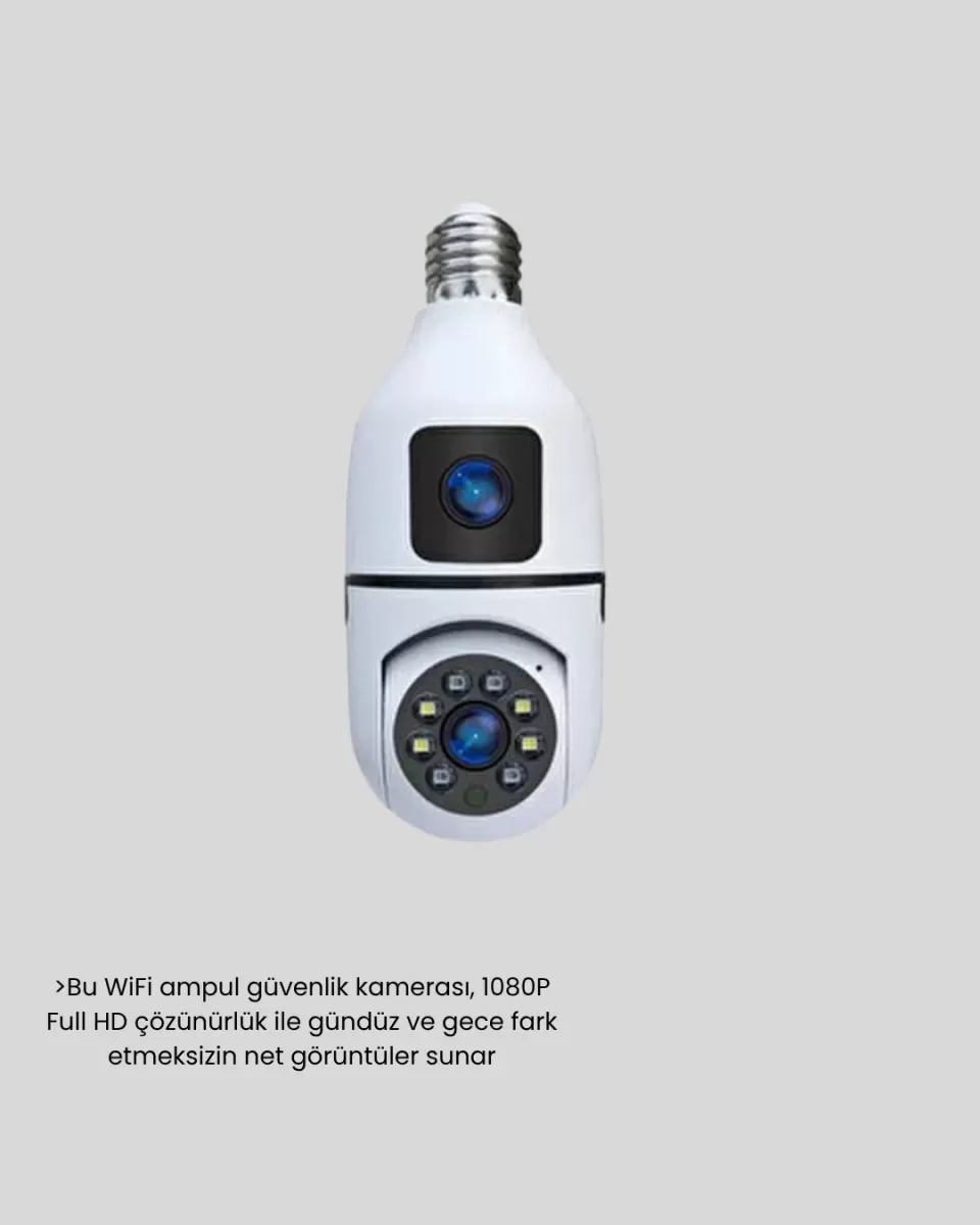 1080P WiFi Ampul Kamera Uzaktan Erişimli Hareket Sensörlü Gece Görüşlü - Görsel 4