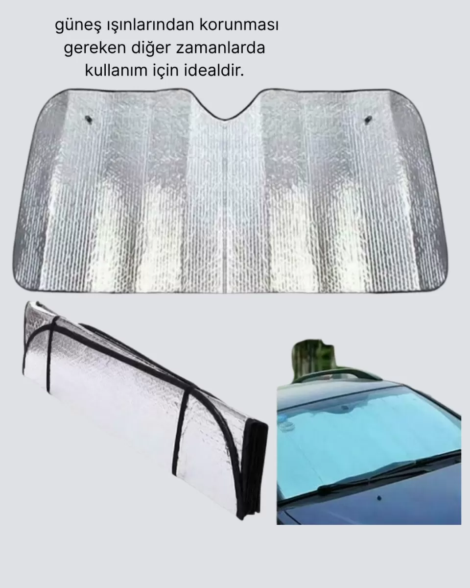 Araba Güneşliği Alüminyum Yansıtıcı Yüzeyle Etkili Isı Koruması - Görsel 3