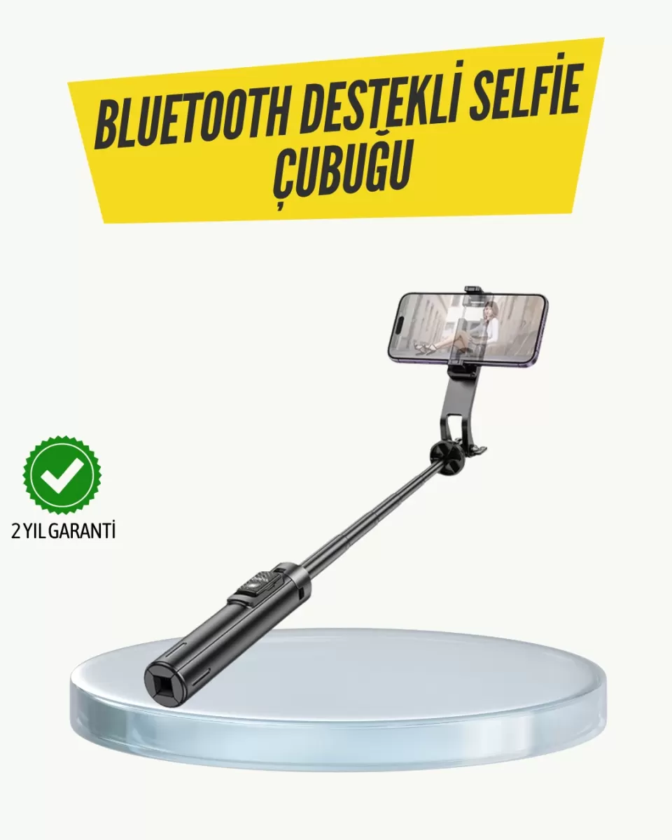 Bluetooth Selfie Çubuğu – Katlanabilir, Uzaktan Kumandalı