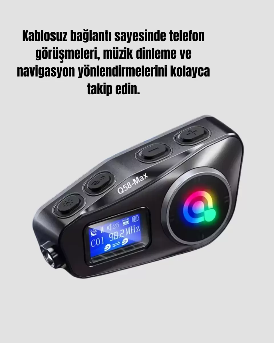 IP65 Suya Dayanıklı Kask Bluetooth Kulaklık LCD Ekranlı - Görsel 3