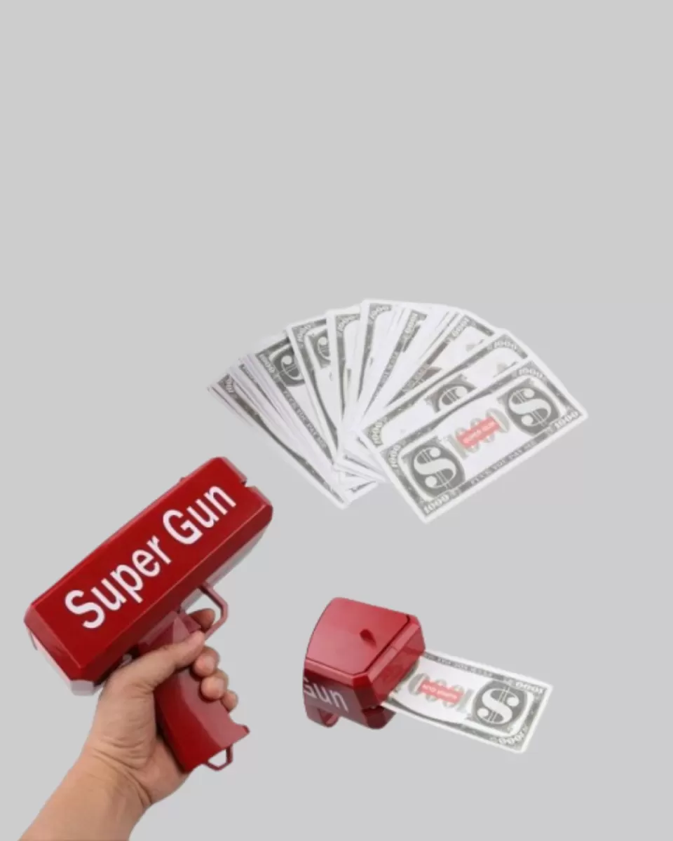 Super Money Gun Para Saçma Tabancası Yüksek Atış Güçlü Kırmızı Model - Görsel 2