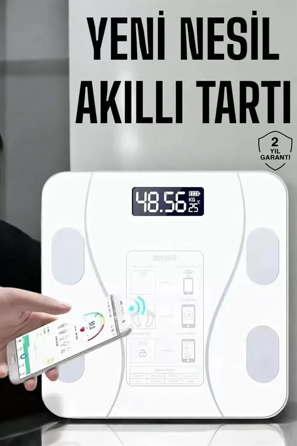 Tartı Baskül Dijital Elektronik Tartı Vücut Analiz Wifi Akıllı Yağ Ölçer - Görsel 2