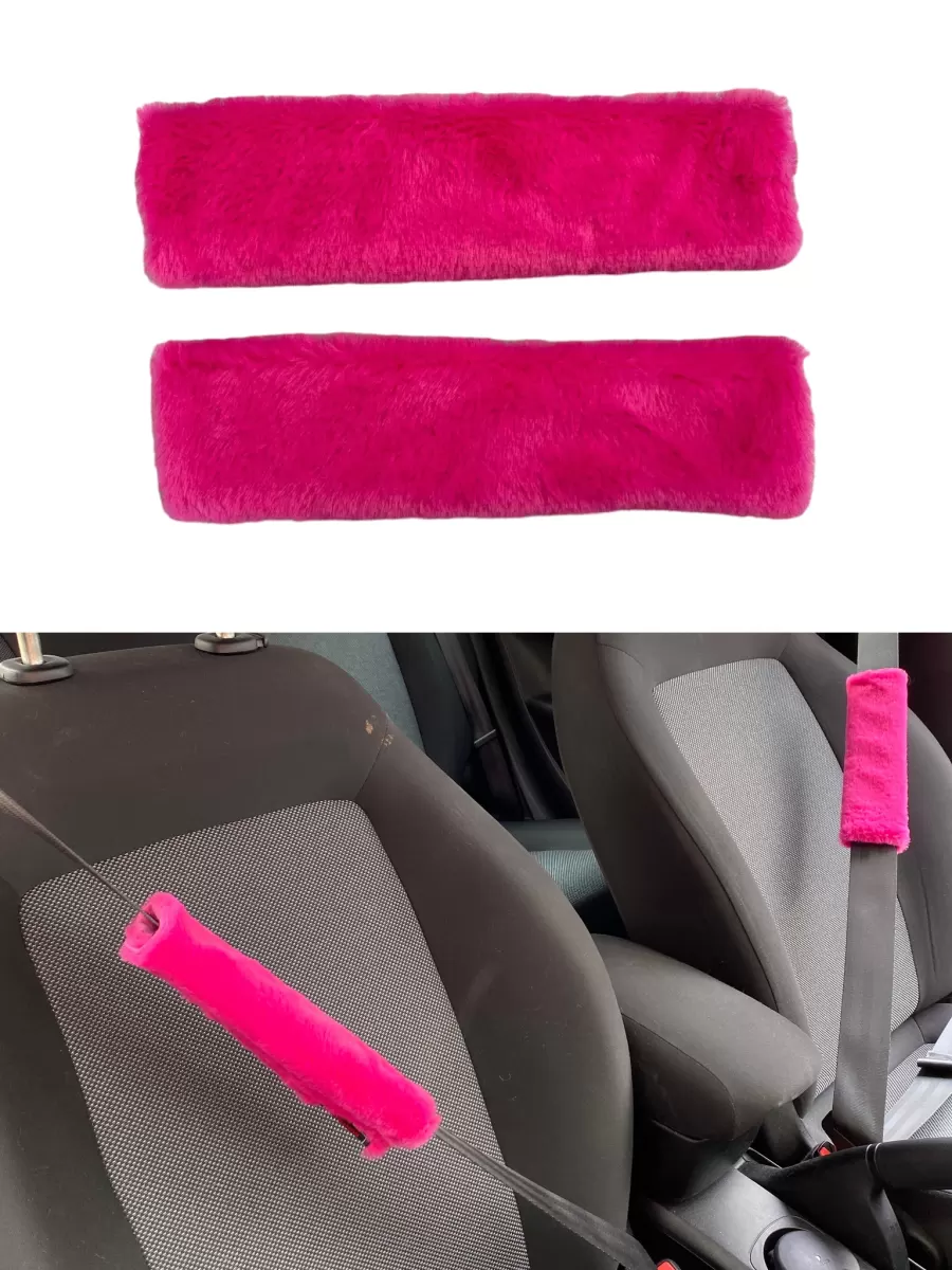 Peluş Seyahat Emniyet Kemer Pedi Kılıfı 2'li Fuşya Pembe