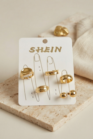 Gold Renk Pirinç Bohem Yüzük Kombini BYK4268 5886