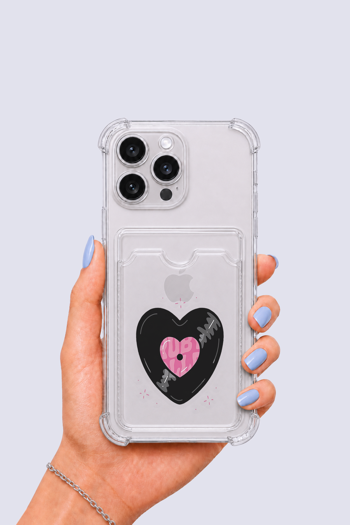 iPhone 14 Pro Max Kartlıklı Vinly Desenli Kılıf