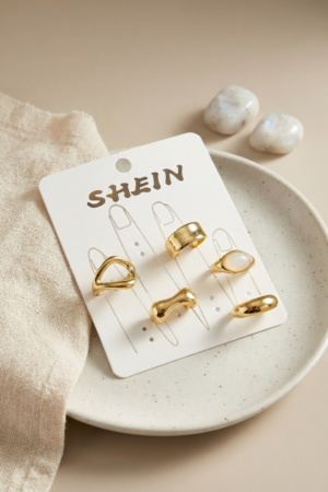 Gold Renk Pirinç Bohem Yüzük Kombini BYK4262 5886
