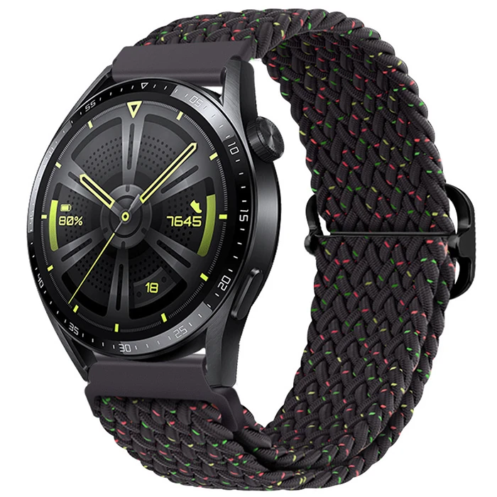 ALLY 22MM Gear S3 Watch 4 -Gt2 GT2E 46MM Japon Tokalı Elastik Kayış Kordon-(5775)