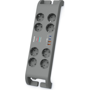 PHILIPS SPN8180GA/62 8 Soket Akım Korumalı Priz 2400 Joules 2Mt Kablo 2xUsb-C PD 20W Hızlı Şarj 2xUsb-A QC 18W (Gri)(1923)