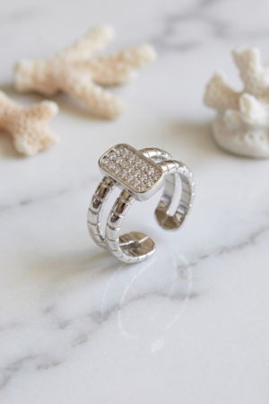 Clariss Parallel Luxury Zirkon Taşlı Gümüş Renk Yüzük 5886