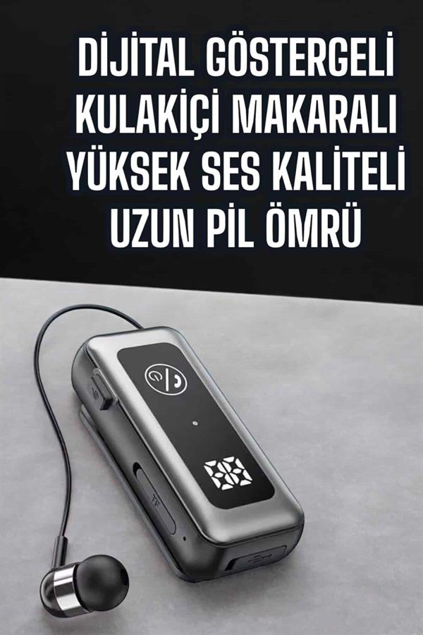 Kablolu Makaralı Bluetooth Kulaklık Uzun Pil Ömrü Dijital Göstergeli - Görsel 5