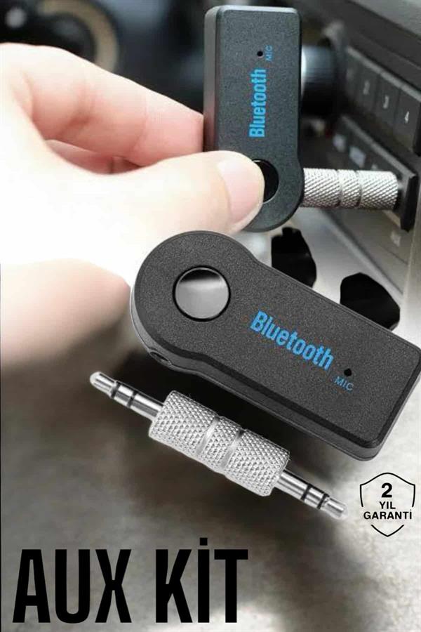 Kablosuz Bluetooth Aux Araç Kiti Siyah Hafıza Kartlı - Görsel 2