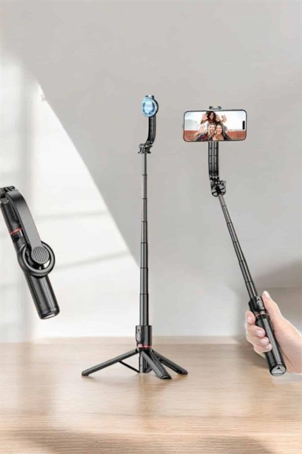 Kumandalı Tripod Telefon Tutucu Selfie Çubuğu 360 Derece Dönebilen - Görsel 3