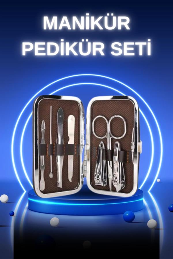 Manikür Pedikür Seti 7 Parça Tırnak Mantarı Tırnak Batığı Temizleme Taşınabilir Çanta - Görsel 2