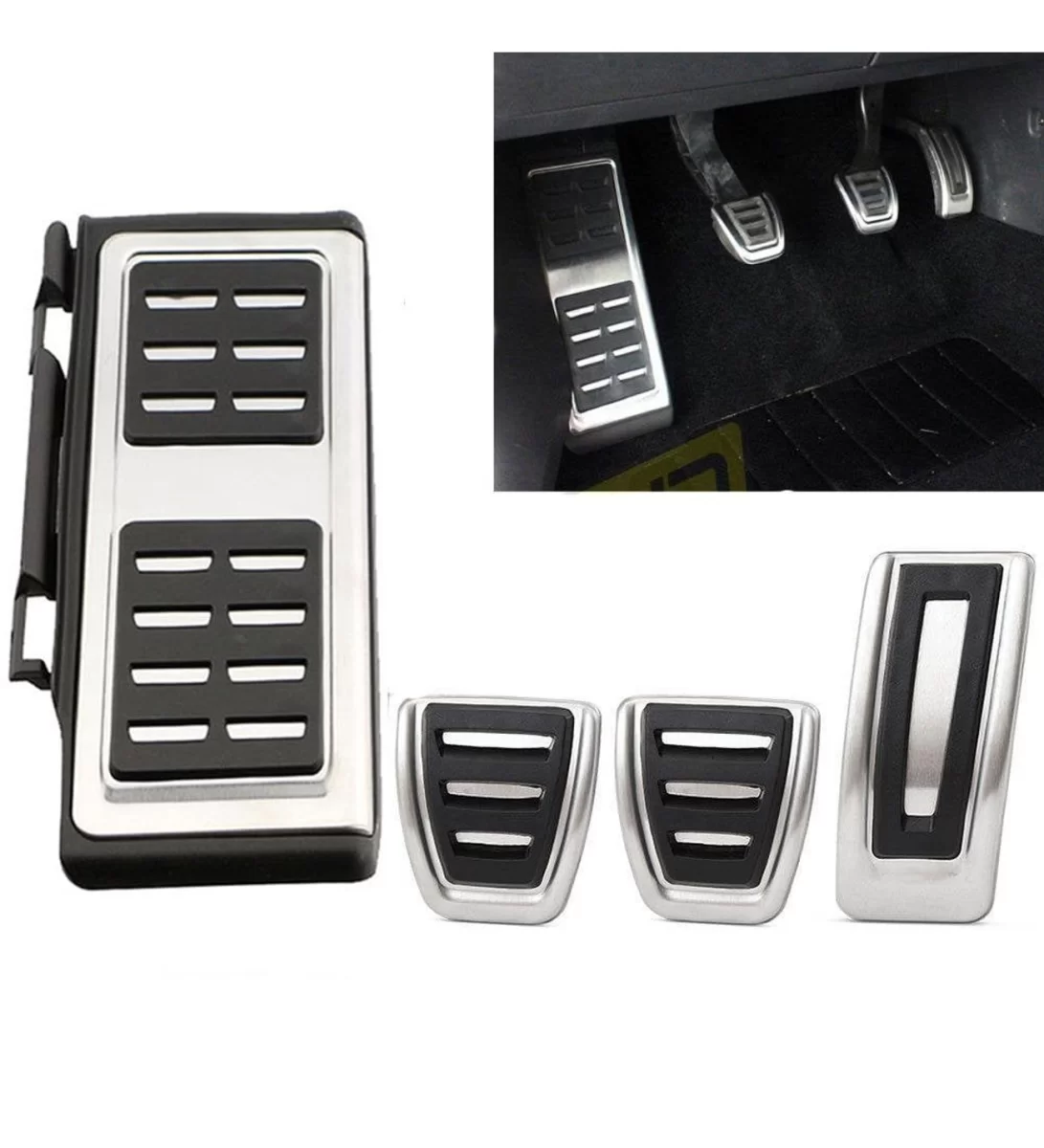 VW Golf 7 8 Passat B8 Tiguan 2 Touran 2 T-Roc T-Cross Arteon Polo 5 Uyumlu Geçme Manuel Pedal Seti 4 Parça Siyah Krom