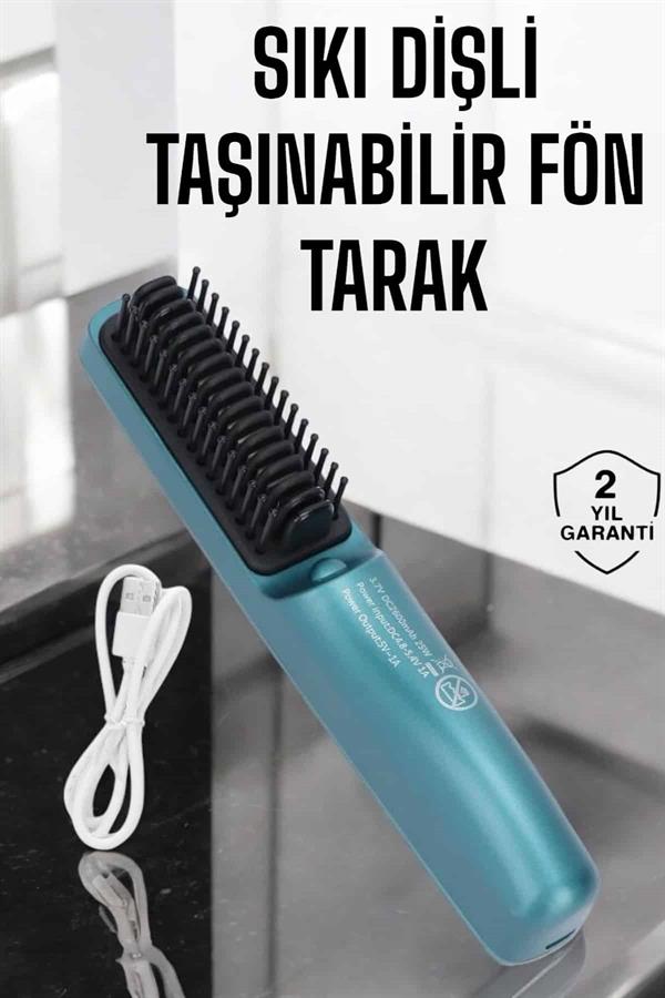 Saç Düzleştirici Fön Tarak Sıkı Dişli İyon Özelliği Şarjlı Taşınabilir - Görsel 2