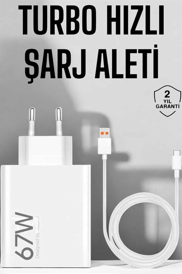 Şarj Aleti 67W Hızlı Şarj Turbo Type-C Uyumlu Şarj Adaptörü Kablosu - Görsel 2