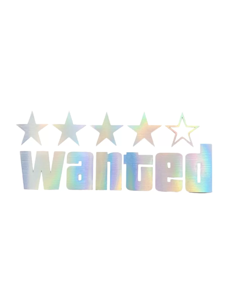 Wanted Yazılı Hologram Efektli Cam Stickeri 20x9cm