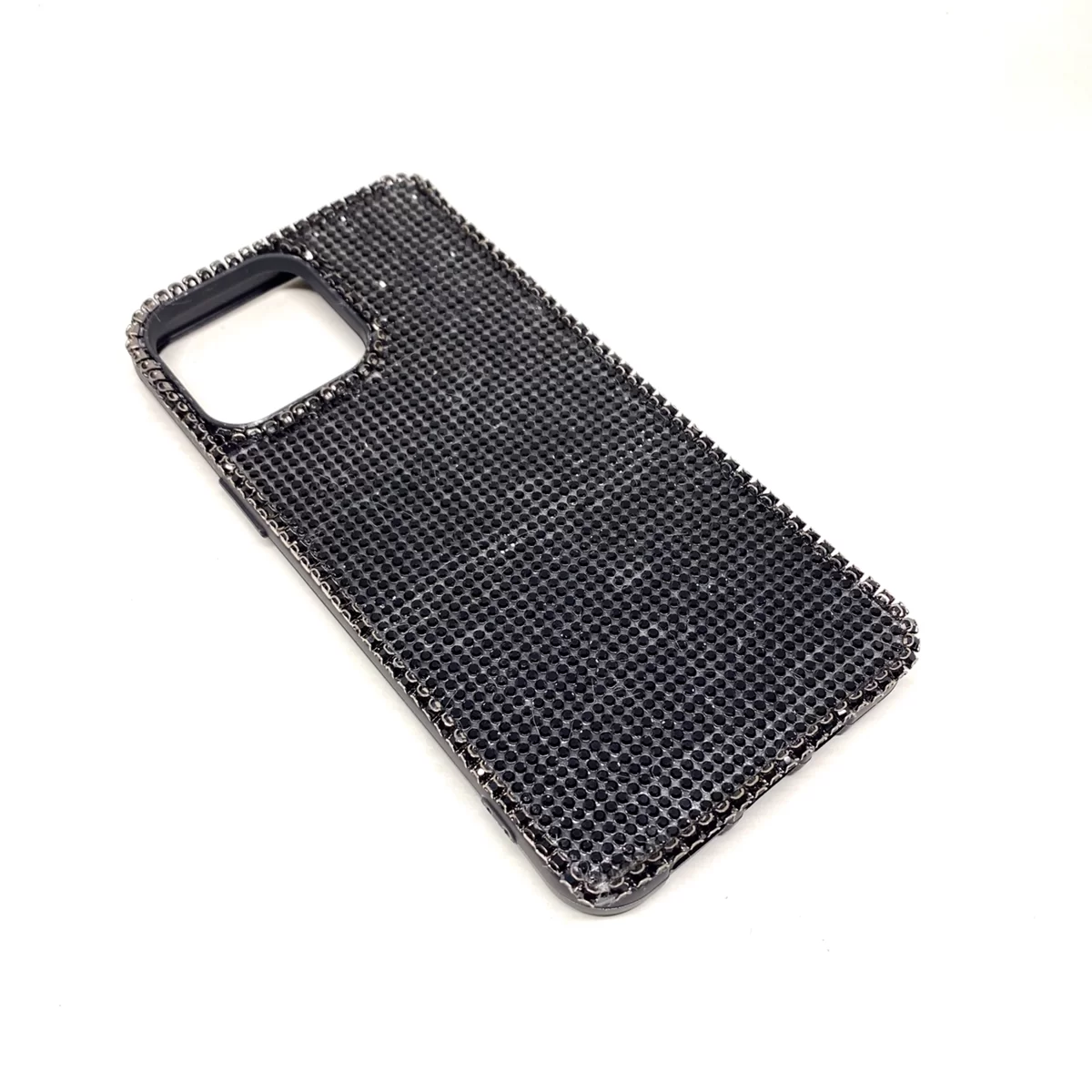 iPhone 13 6.1" Uyumlu Kristal Taşlı Siyah Telefon Kılıfı Siyah Taşlı