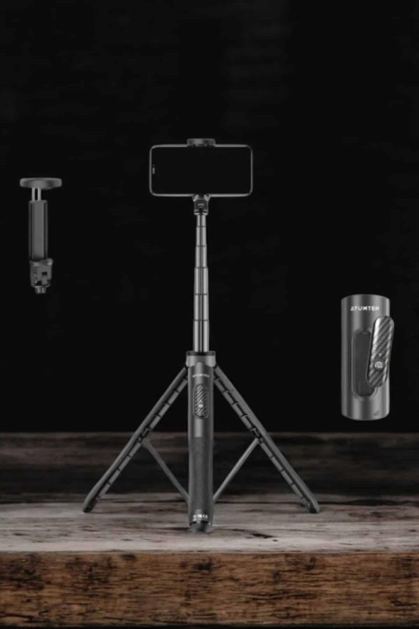 Tripod Kablosuz Bluetooth Bağlantılı Selfie Çubuğu 360 Derece Dönebilen - Görsel 5