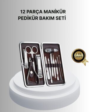 Profesyonel Tırnak Bakım Seti Çelik Aletli Şık Deri Çantalı