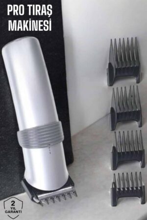 4 Taraklı Profesyonel Şarjlı Saç ve Sakal Kesme Tıraş Makinesi Seti