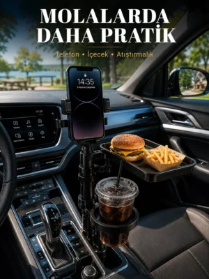 Çok Amaçlı Araç Organizeri Telefon Tutucu ve Bardaklık Aparatı