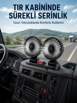 Çift Başlıklı Araç İçi USB Vantilatör Soğutucu Fan