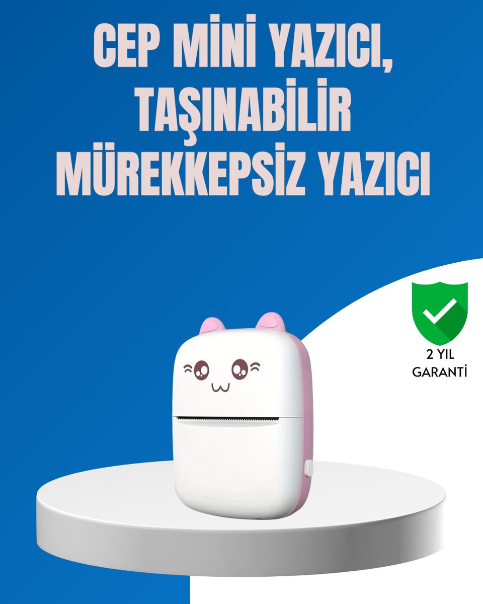Mini Bluetooth Termal Yazıcı 1200mAh Şarjlı Taşınabilir