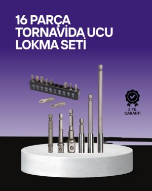 Çok Amaçlı 16lı Bits Uç Seti Dayanıklı Tornavida Adaptör