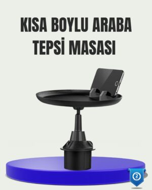 360° Döner Araç Bardaklık Tepsisi Geniş Yemek Alanlı Telefon Standlı